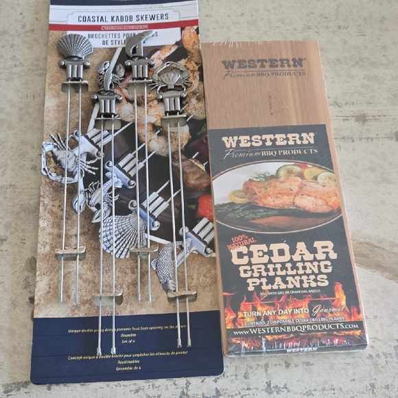 Other - Coastal Kabob Skewers and Cedar Grilling Planks Set NWT